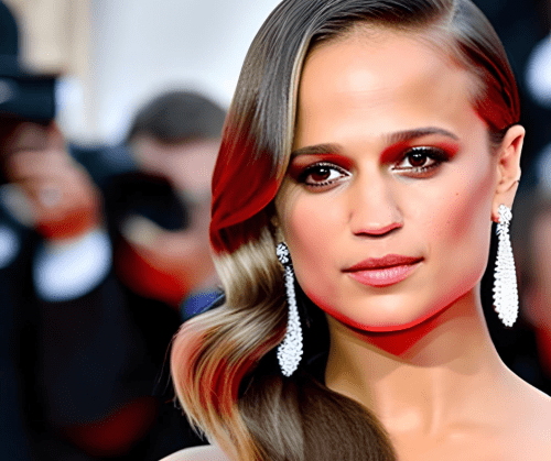 Alicia Vikander With Side Part Hairstyle